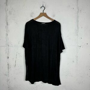 Pure J.Jill Open Knit Charcoal Gray Graphite Open Knit Linen Blend Tunic Top